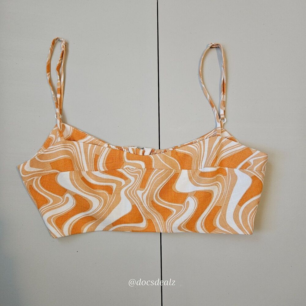 CAARA Bandeau Top Orange and White Women's Medium